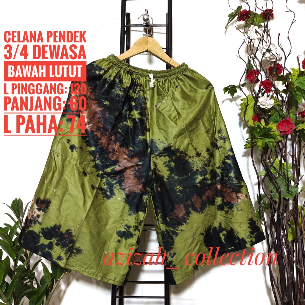 Celana Pendek 3/4 Bawah Lutut Dewasa Rayon Tie Dye Bali Big Size Pants