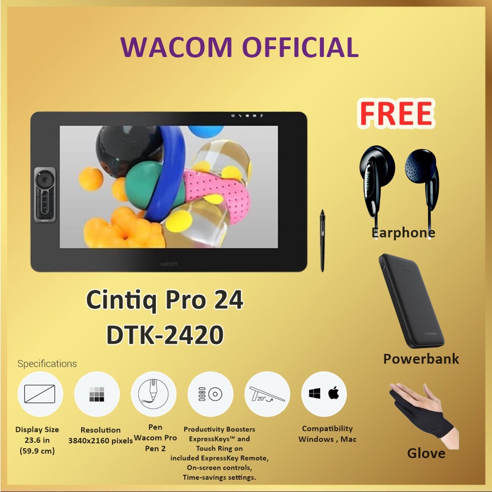 Wacom Cintiq Pro 24 DTK 2420 Drawing Pen Display Monitor DTK2420