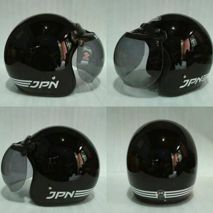 Pengiriman Cepat Helm Bogo/retro JPN ARC hitam glossy + kaca bogo ORI DISKON