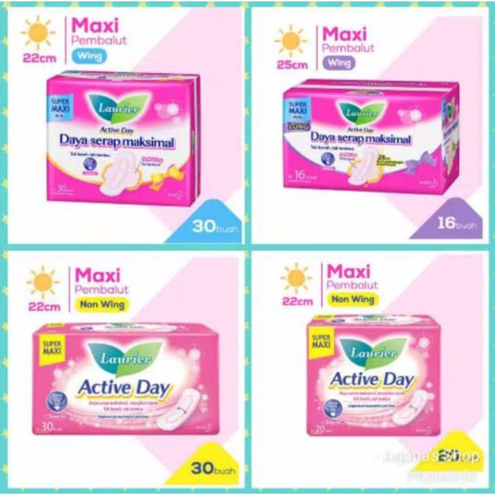 Lourier Laurier Active Day Super Maxi Wing pembalut softek