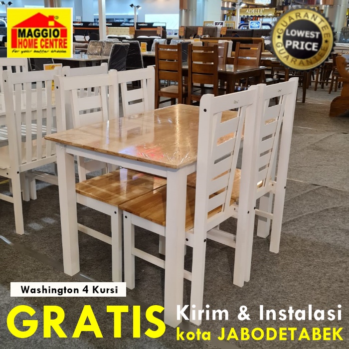 MEJA MAKAN KAYU 4 KURSI - MEJA MAKAN SET 4 KURSI - WASHINGTON - MAGGIO