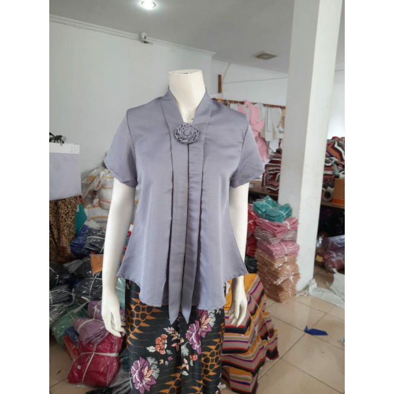 (Pd92/100) Kebaya Floy kutubaru kartini encim PENDEK BALOTELI busui KeroncongBusana (PDK)-Abu Tua