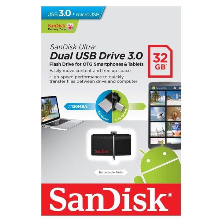 SanDisk USB 3.0 Ultra Dual USB Drive OTG - 32GB