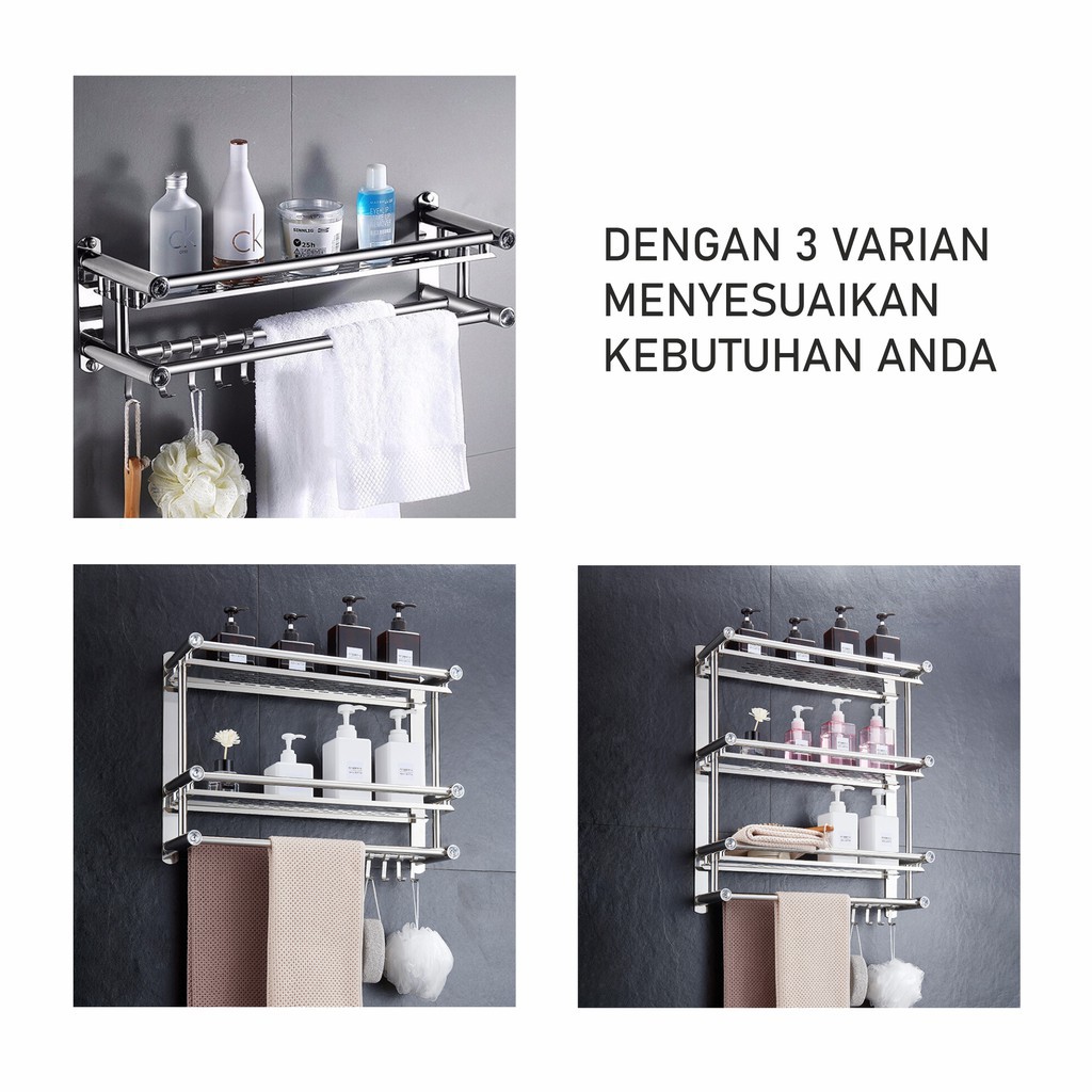 [IMPORT] -  PXTON Rak Dinding Kamar Mandi Rak Toilet Rak Gantung Stainless Rak Handuk Sabun Serbagun