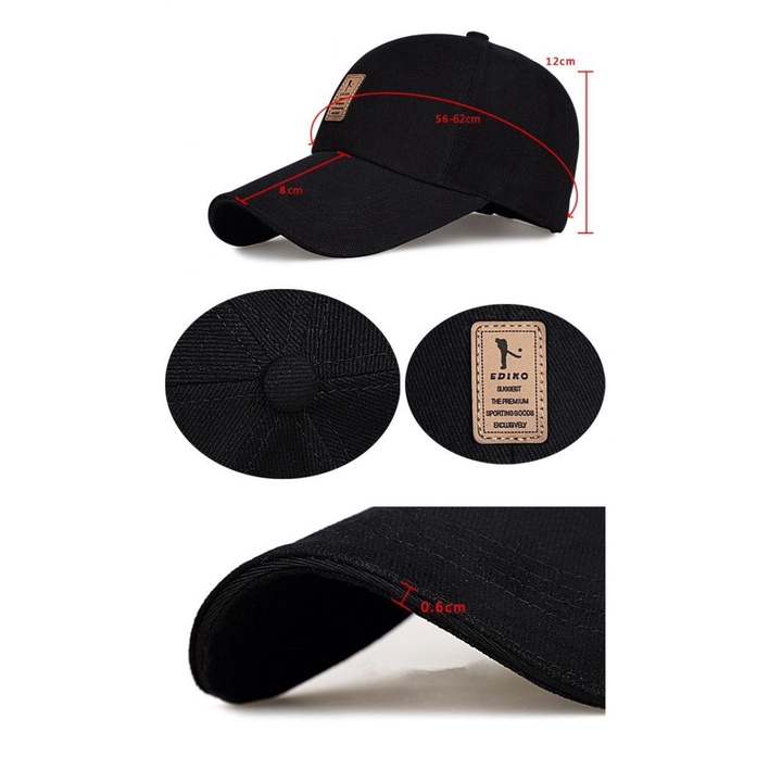 Topi Baseball Pria Wanita Dewasa Rhodey EDIKO Topi Baseball Golf Logo Ediko Sport Fashion Topi Sport Import Kekinian Original Distro Cewek T7A4 Fashion Premium Basebal bordir timbul Korea Jepang Japan Mode style modis olahraga keren