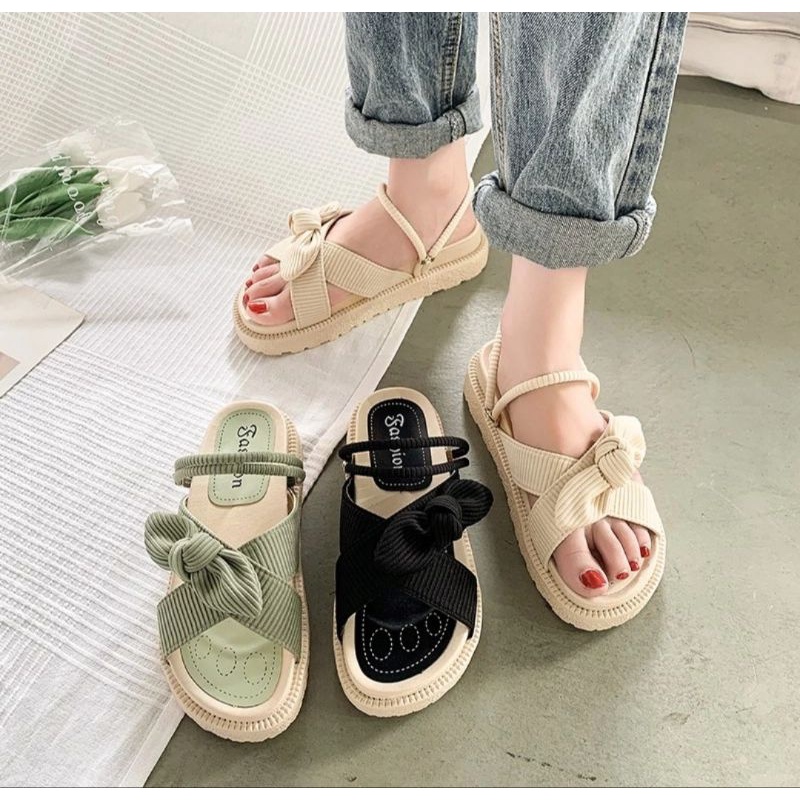 Sandal Wanita Wedges Terbaru Korea / Sendal Wanita Aulia / Sandal Slop Wanita / Sandal Cewek Kekinian / Bisa Cod