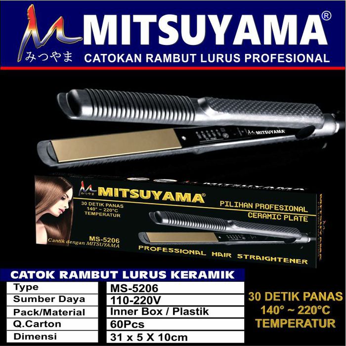 Catokan Rambut Alat Catok Rambut Lurus Keramik Mitsuyama MS5206 Alat Pelurus Wanita Murah Q6P2 Bisa