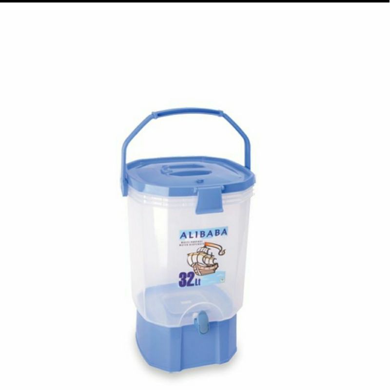 (JNE JTR) Drink Jar Green Leaf 32 Liter Alibaba / Ember + Kran Cuci Tangan / Aquarium Es Arizona