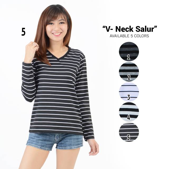 Belle Fashion Baju  Atasan  Blouse Kaos Salur Murah Wanita  