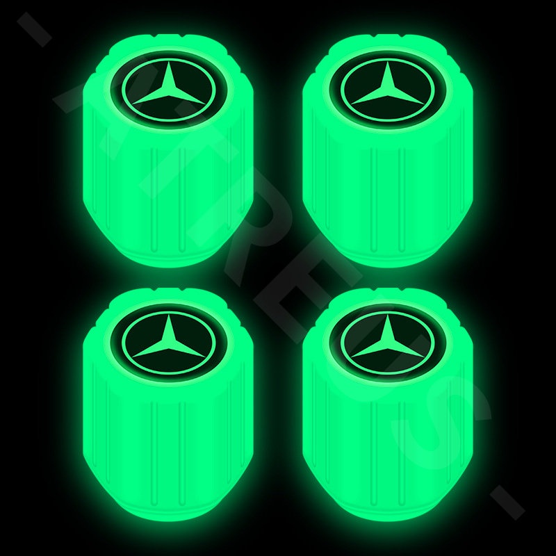 4pcs Mercedes Benz Luminous Pentil Ban Tutup Pentil Ban W207 W211 W205 W212 W204 W220 W206 W124 W213 W218 W222 Aksesoris Mobil Motor Sepeda