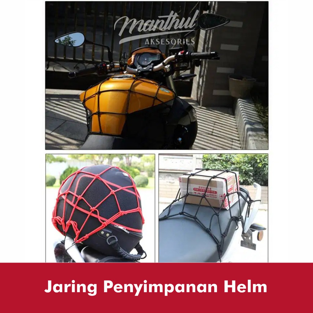 Jaring Kait Helm Barang Bagasi Belakang Motor Kuat Elastis