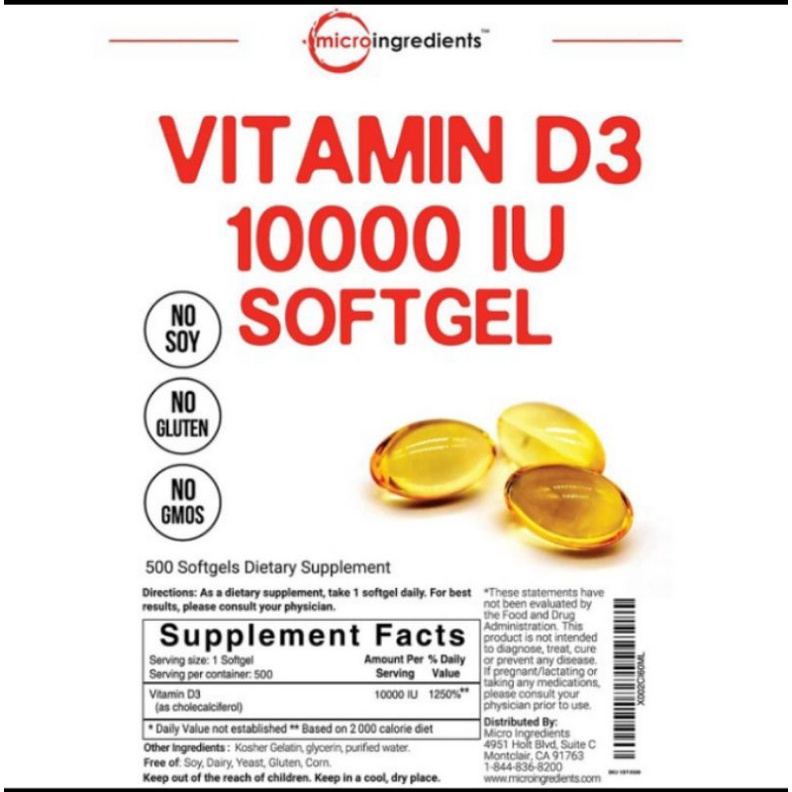 Jual Vitamin D3 10000 IU Microingredient Softgel | Shopee Indonesia