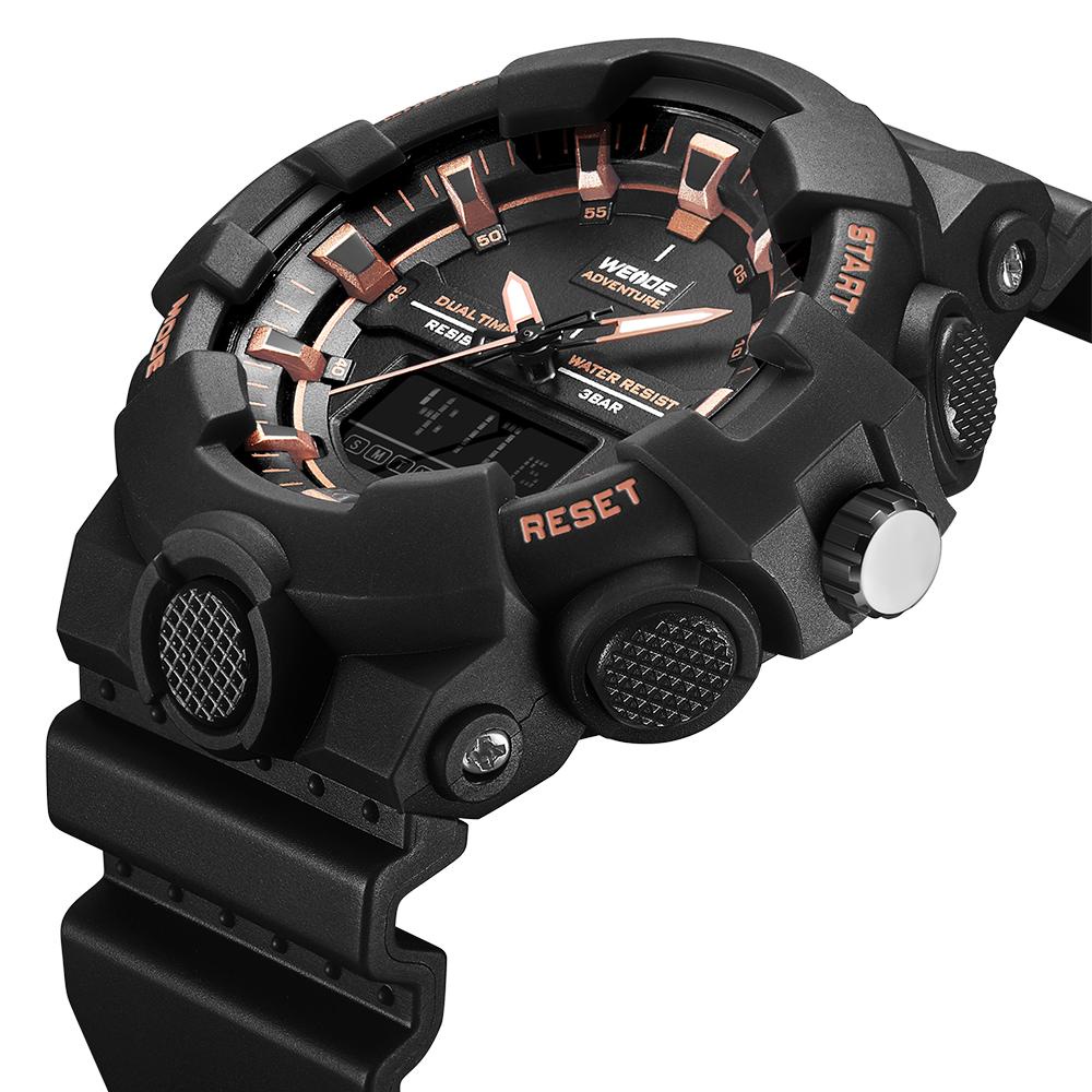 Weide 3J8006 Jam Tangan Pria Sport Analog Quartz - Digital Silikon PU 48 mm - Anti Air 30 M Renang - Water Resistant Watches