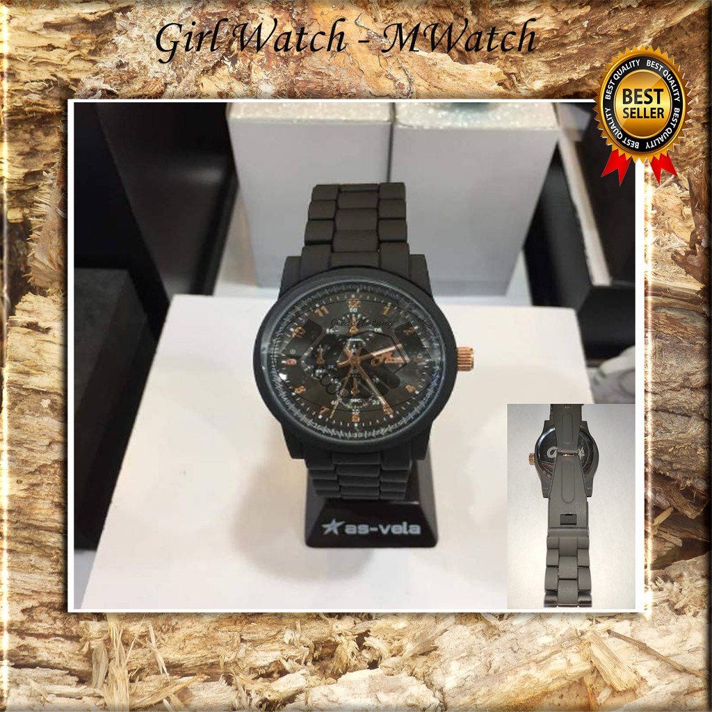 Jam Trendy Wanita AsVela MWatch Impor / AsVela MWatch Hitam Biru Grey