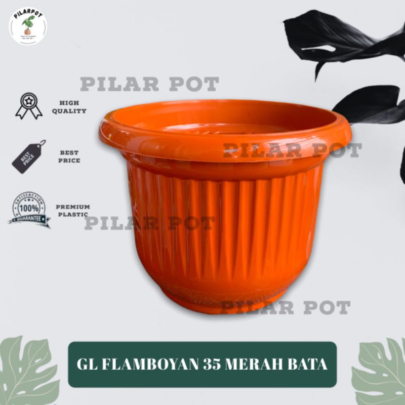 pot bunga tanaman plastik GL Flamboyan 35 kuping - FLAMBOYAN 35 MERAH BATA