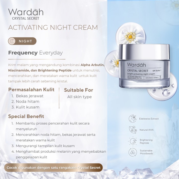 WARDAH CRYSTAL SECRET BRIGHT ACTIVATING NIGHT CREAM 30 ML -NJ