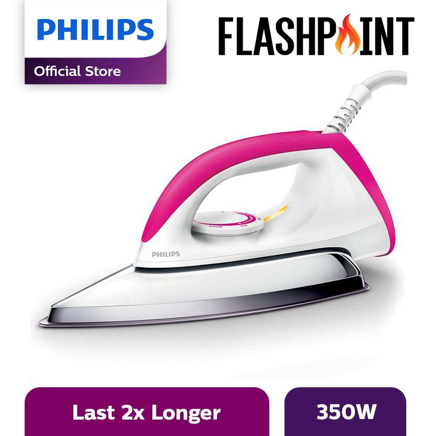 (BISA COD) SETRIKA PHILIPS DRY IRON HD 1173 HD1173 PINK SETERIKA STRIKA GOSOKAN KERING GARANSI RESMI