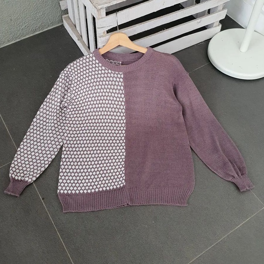 Sweater Trendy Wanita Amor Mix Polos Bahan Rajut Korean Style