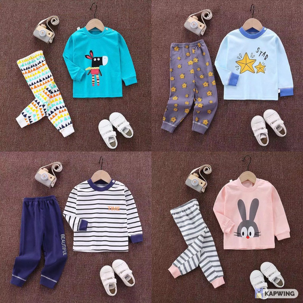 Baju Bayi Import - Setelan Panjang Bayi Laki Laki Perempuan  - Kaos Bayi - Setelan Anak Cowok Cewek