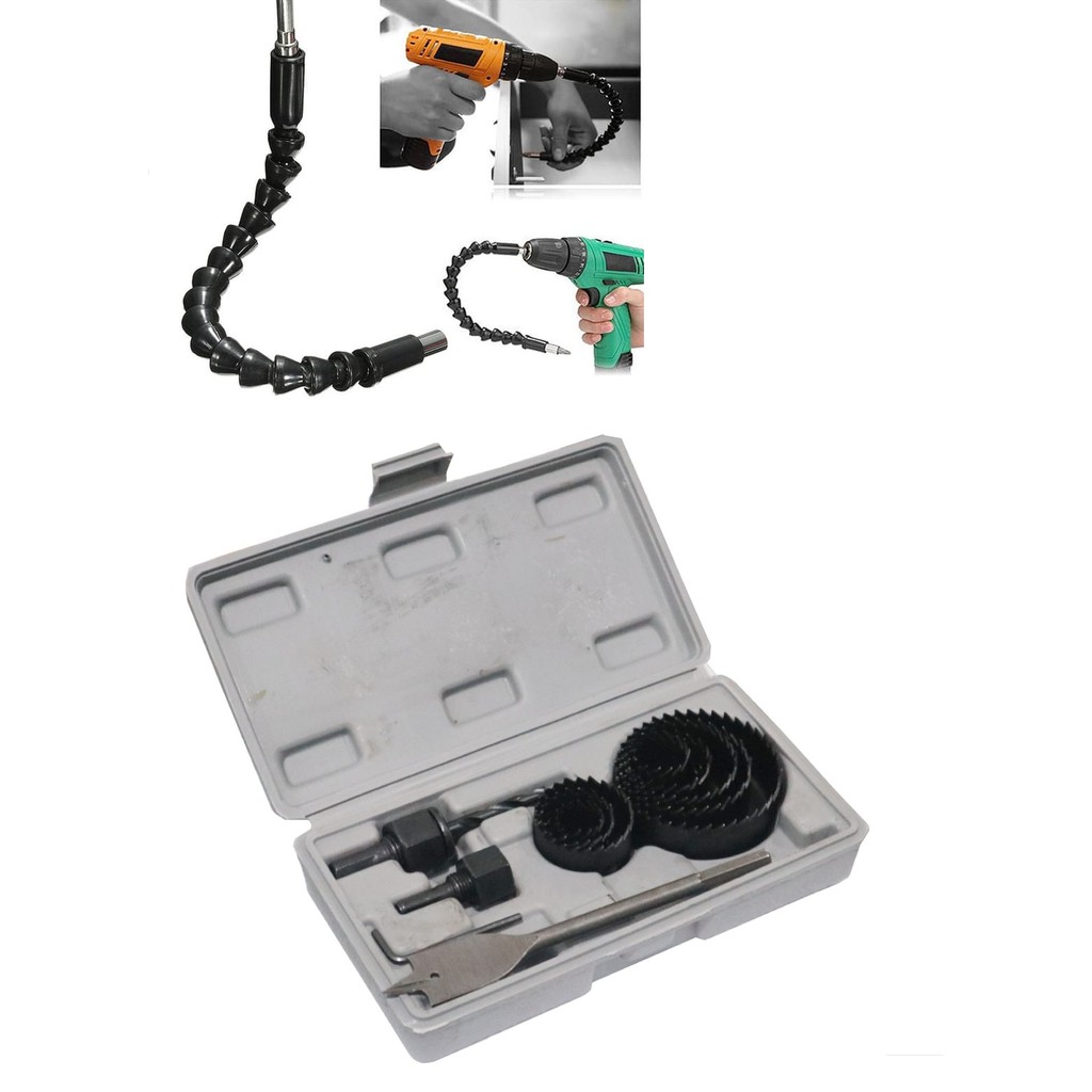 PAKET Hole Saw kit Set 13 pcs Hidroponik Gergaji Lubang kayu pvc PLUS Flexsible Flexsibel Bor