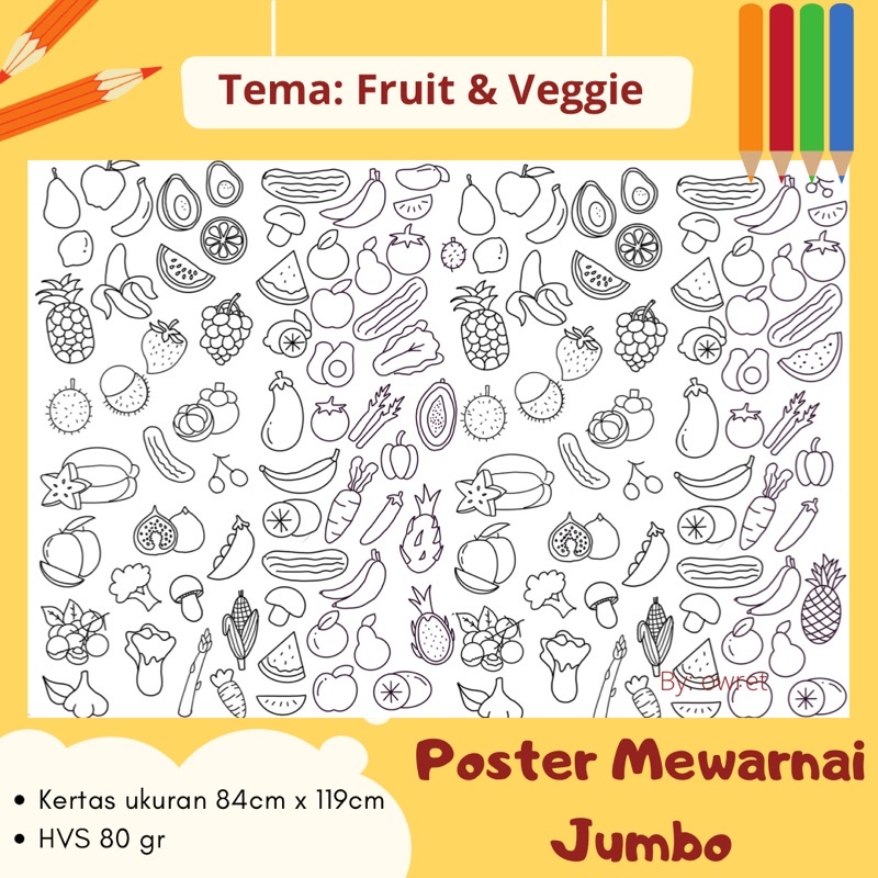Kertas Mewarnai Jumbo, Giant Colouring Sheet, Mainan Edukasi Anak, Kertas Mewarnai Besar