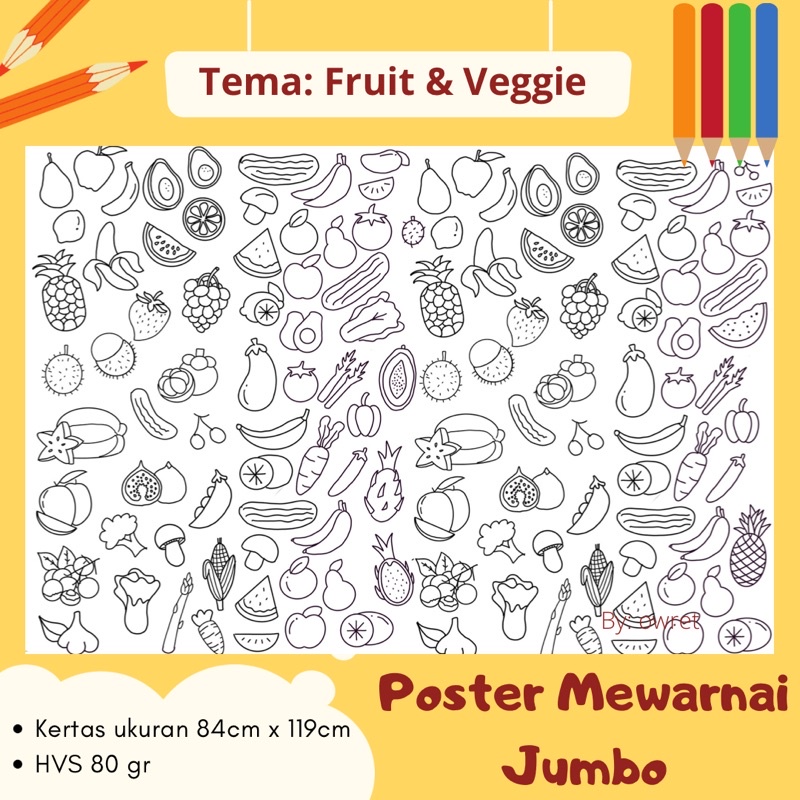 Kertas Mewarnai Jumbo, Giant Colouring Sheet, Mainan Edukasi Anak, Kertas Mewarnai Besar