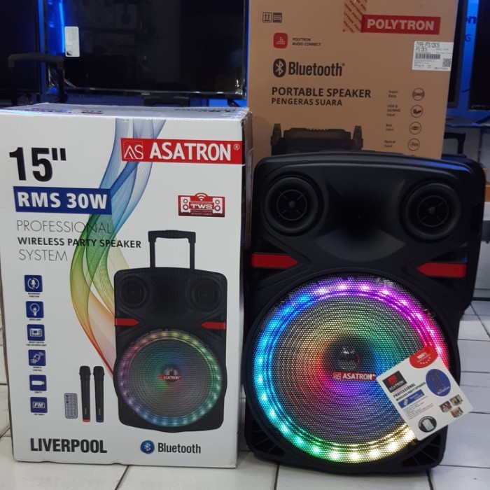 ASATRON Speaker Portable Bluetooth 15 Inch Liverpool / 2 Mic Wireless