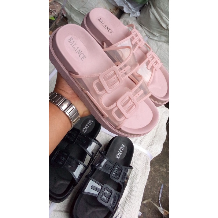 sandal selop jelly balace 1604-48 SIZE 37-40 Sandal wanita ban dua transparan terbaru