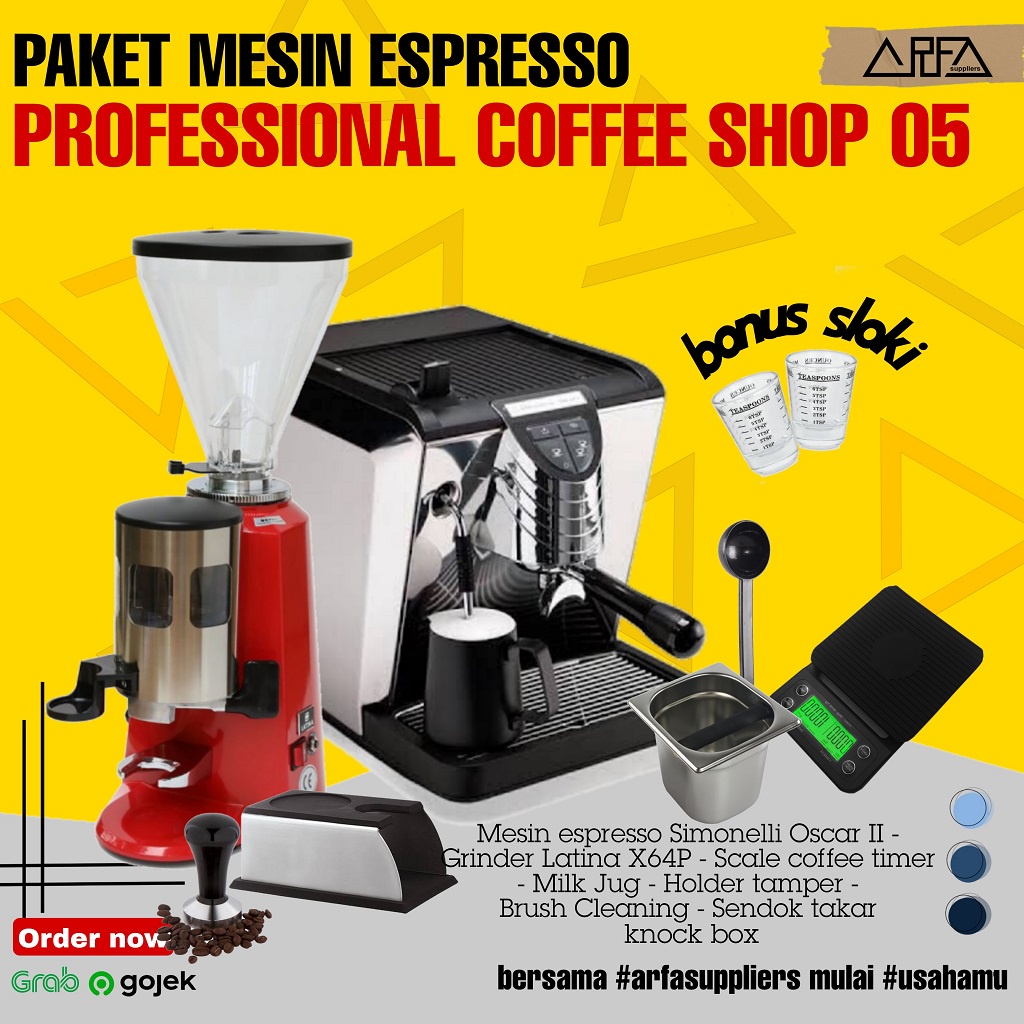 Paket Mesin Kopi Professional Simonelli Oscar dan Grinder Latina Ceros