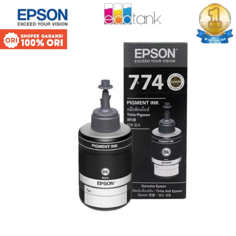 Tinta Epson 774 Black Original Pigmen T774 T7741 Original untuk M100 M105 M200 M205 L655