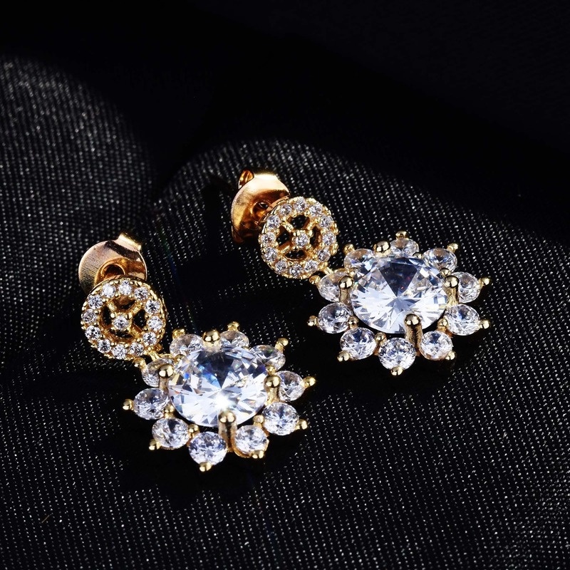 Fashion S925 Silver Light Luxury Super Flash SUNFLOWER Eardrops Stud Earrings Necklace Set