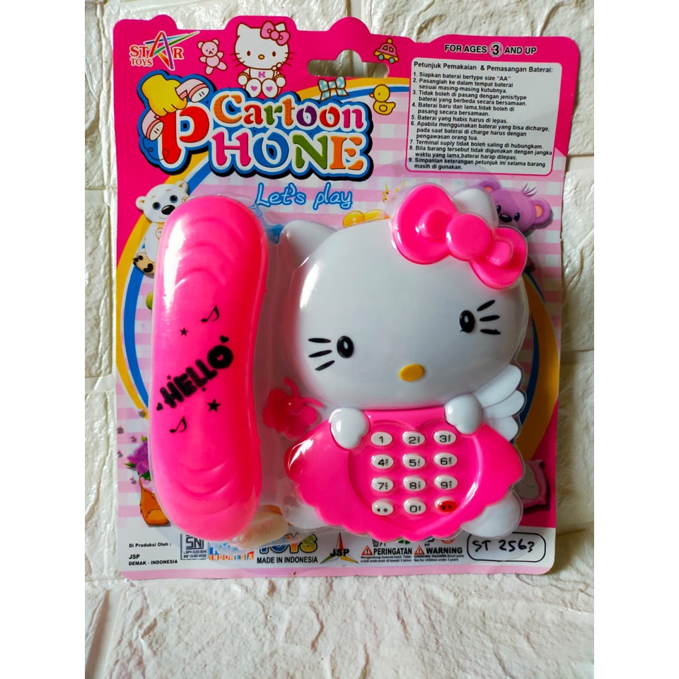 Mainan Anak Telepon Hello Kitti KITTY / DORAEMON Mainan Telepon dengan Lampu dan Music