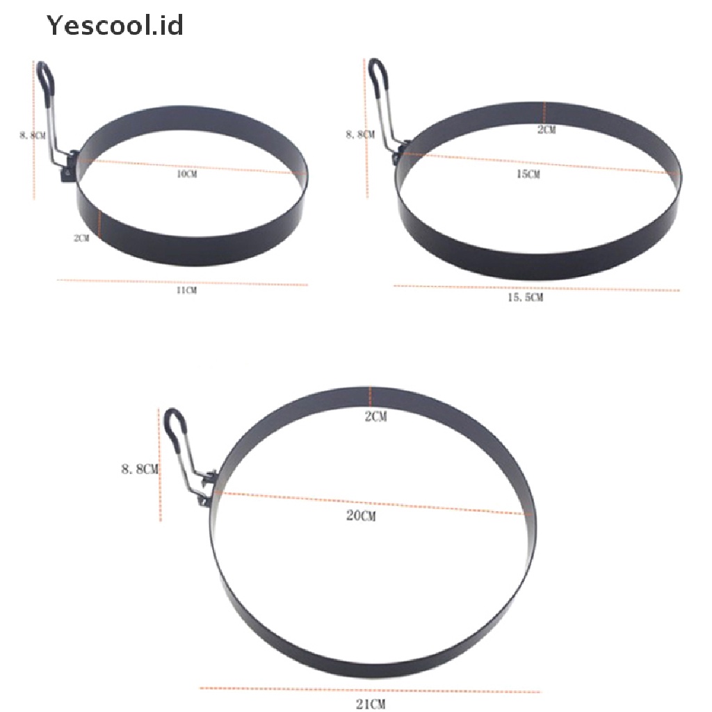 Cincin Cetakan Pancake Telur Goreng Bahan Logam Anti Lengket Ukuran 9 / 10 / 15 / 20cm