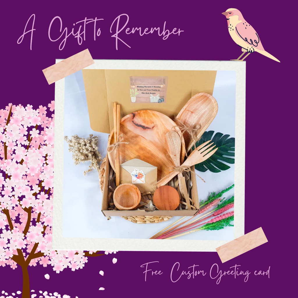 Hampers Peralatan Makan Kayu Gift Box Kayu Kado Wedding Birthday Graduation