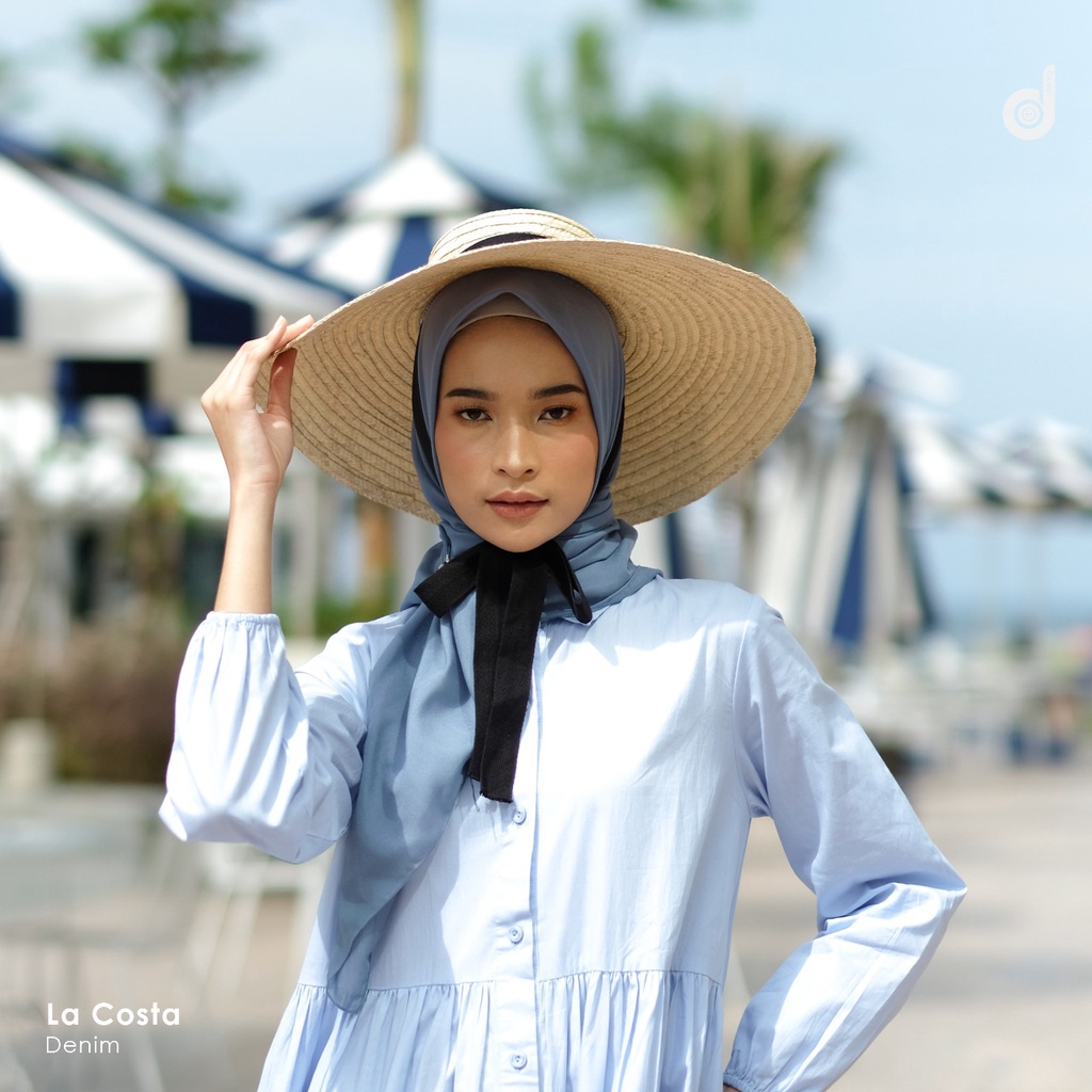 DEENAY LIZA DENIM JAHIT TEPI BORDIR POLOS VOAL SCARVES HIJAB SEGIEMPAT