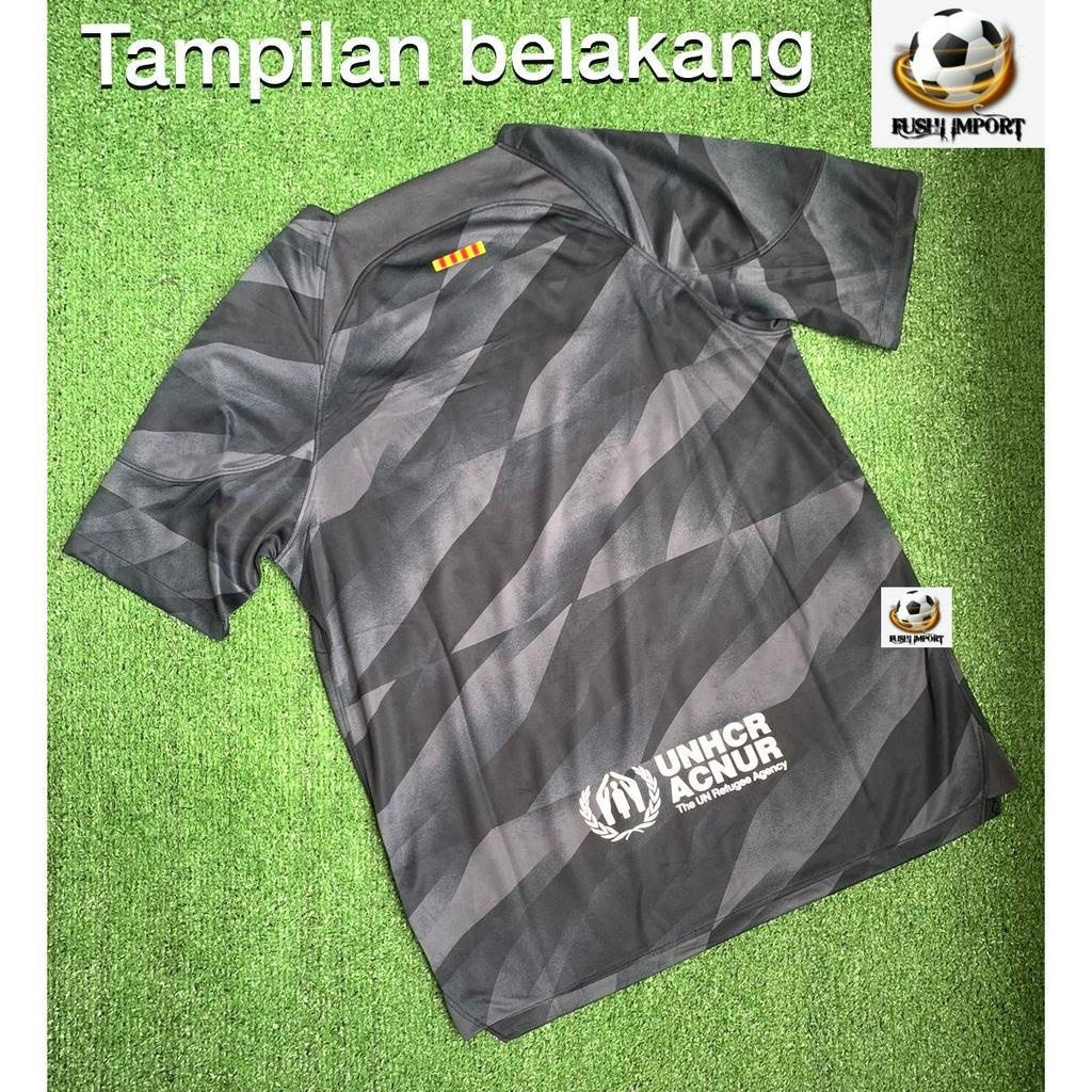 Jersey Baju Bola Barca Kiper Goalkeeper Hitam Black 2023 2024 Grade Ori