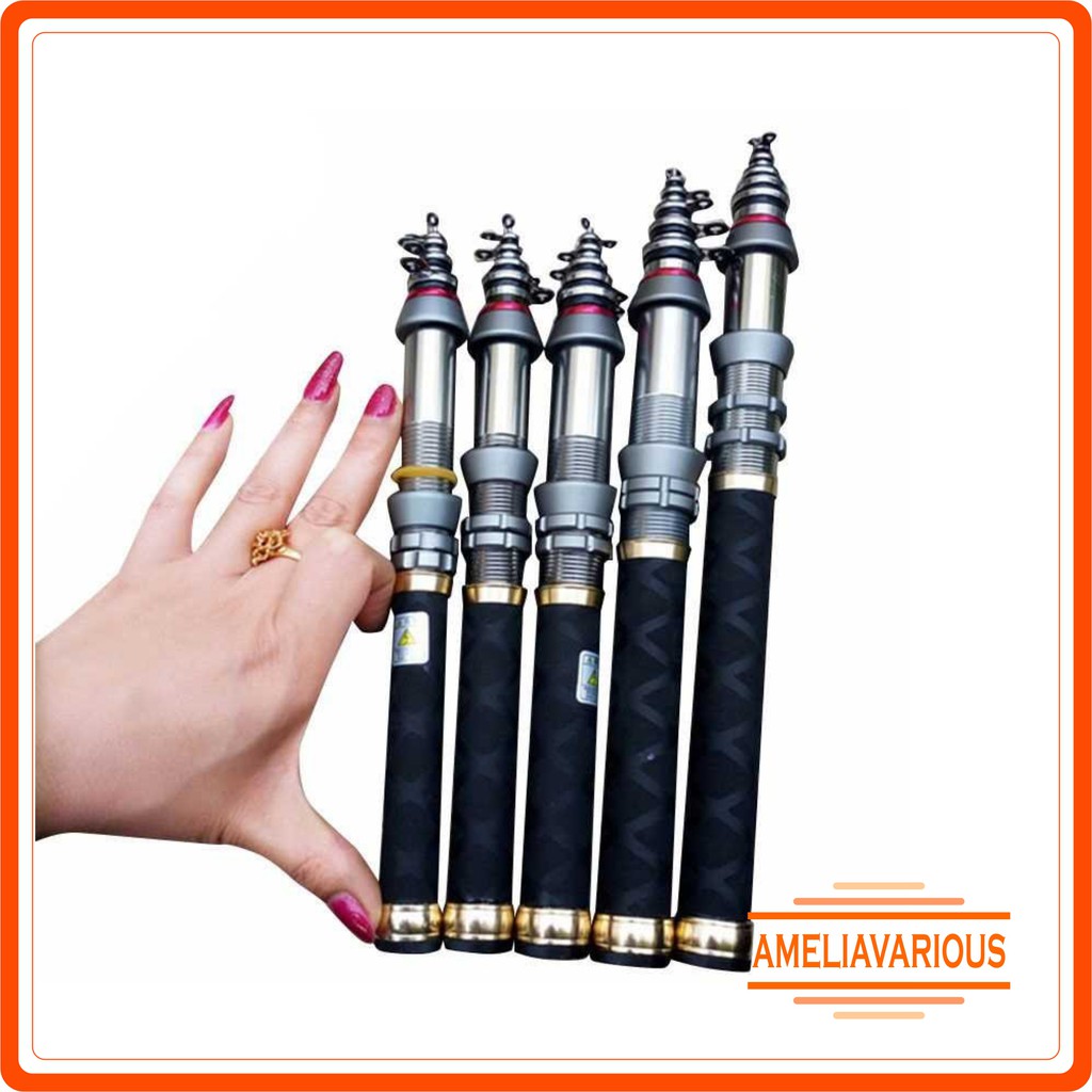 Joran Pancing Carbon Lentur Kuat Fiber Mini Pocket Fishing Rod Goture
