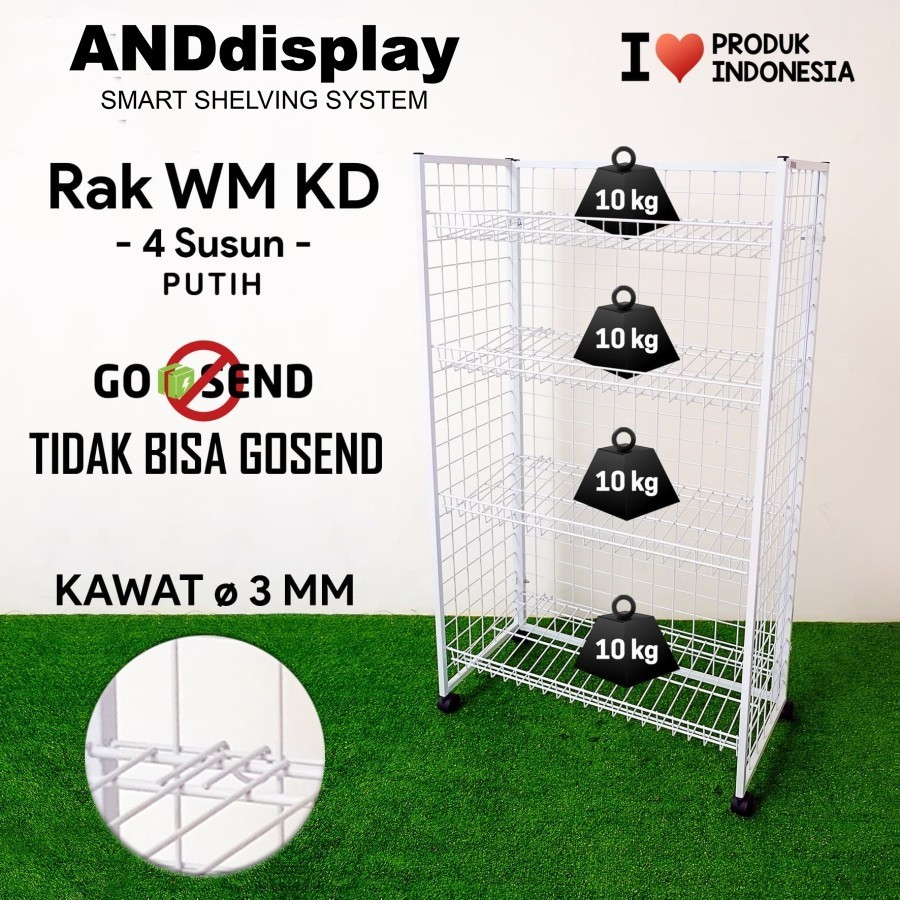 RAK WM KD 4 SSN T 120CM PUTIH KERANJANG ROTI SNACK SERBAGUNA ANDDISPLAY