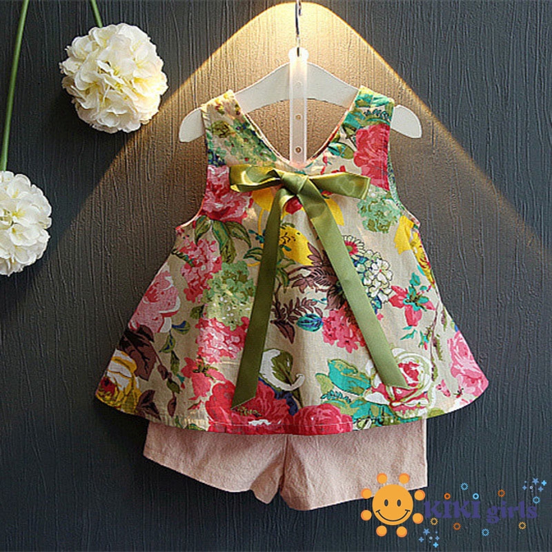 KIKIGIRLS Setelan Pola  Bunga Pakaian Bayi Perempuan  Kupu 