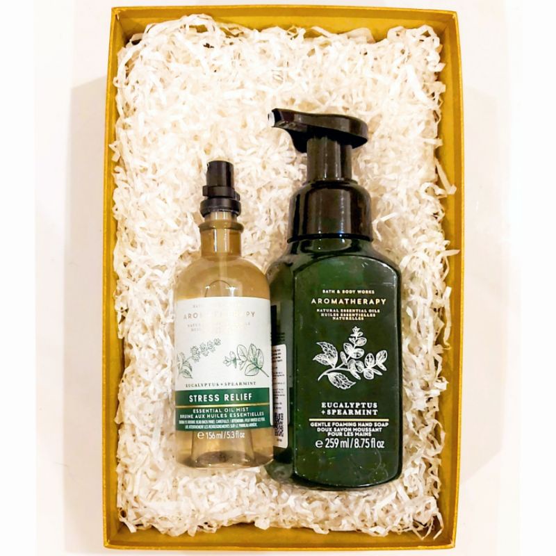 BBW AROMATHERAPHY STRESS RELIEF EUCALYPTUS + SPEARMINT GIFT SET PAKET BATH &amp; BODY WORKS