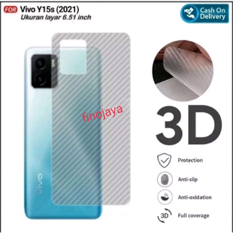 Skin Carbon Vivo Y15S Anti Jamur Belakang Transparan