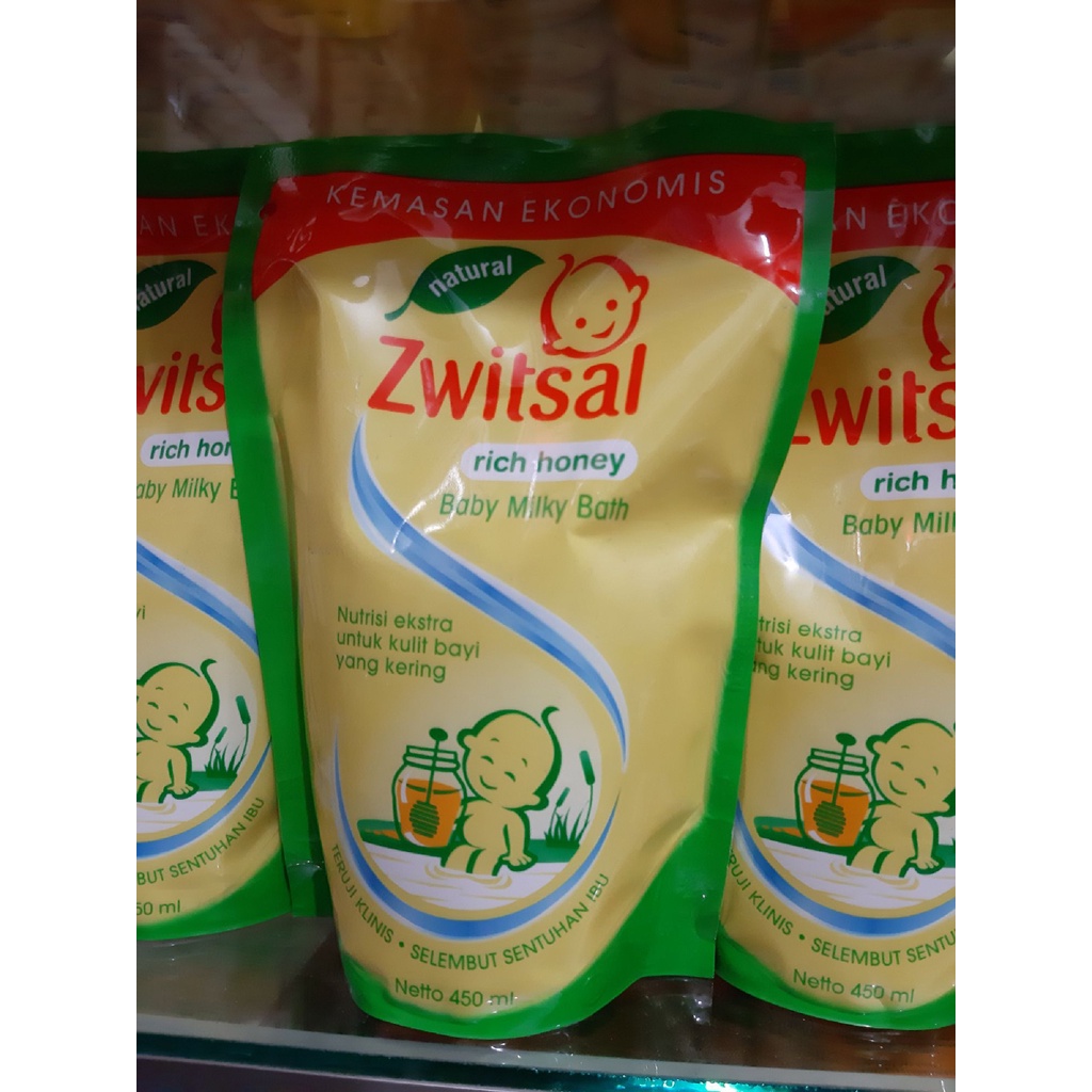 Zwitsal Baby Milky Bath 450ml Rich Honey / Sabun Badan Bayi / Zwitsal Natural Baby Milky Bath / Sabu