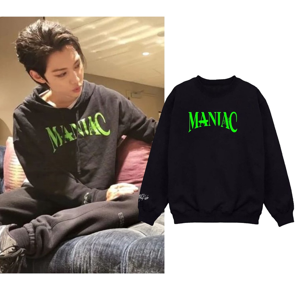 Sweater Basic Straykids maniac besar hijau dan logo