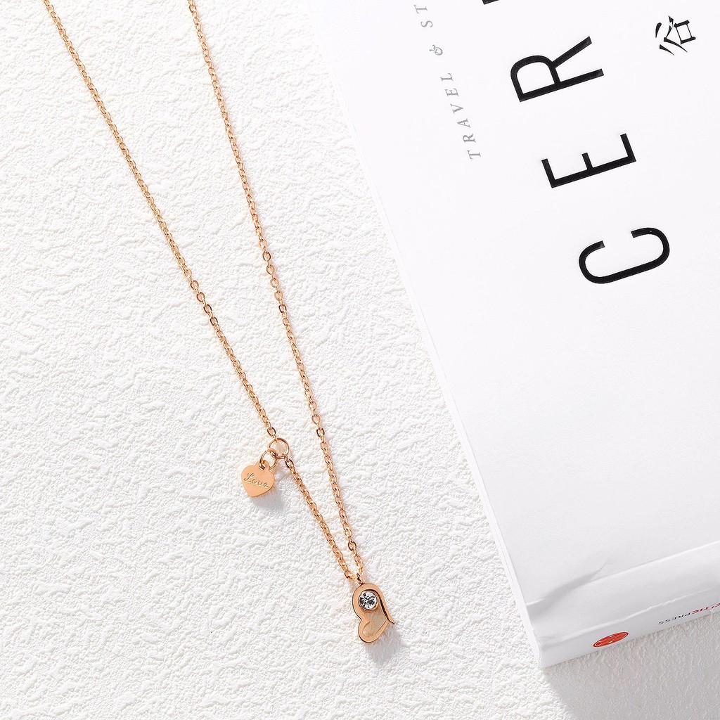 Kalung fashion aksesoris titanium korea hadiah wanita cewek 316L anti karat KK043 tulisan love