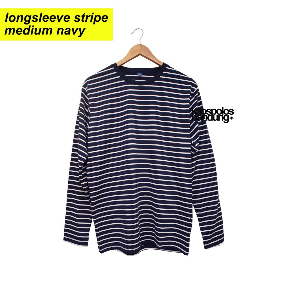 KAOS POLOS SALUR PANJANG WARNA NAVY DAN PUTIH UNTUK COWOK DAN CEWE