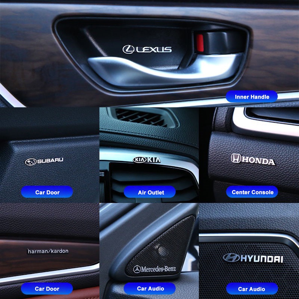 Mobil 3D Aluminium Metal Dekorasi Interior Mobil Audio Stiker Body Spion Dekorasi Cover Scratch Decal