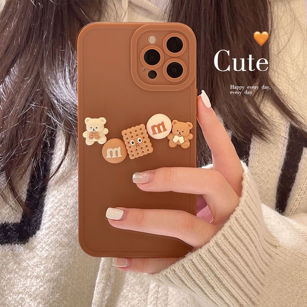 Soft Case Silikon Desain Cookie Bear 3D Untuk Iphone 13 12 Mini 11 Pro Max X Xs Xr 8 7 Plus Se