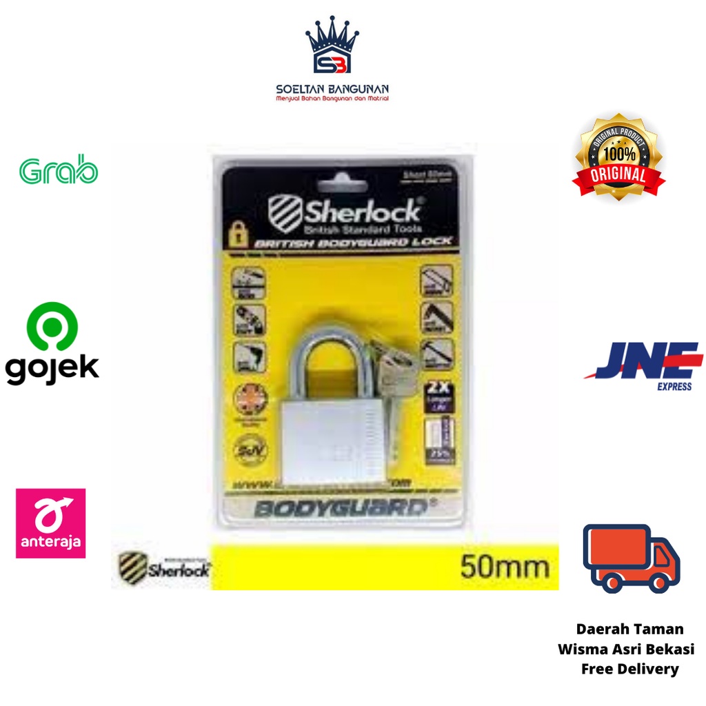 GEMBOK SHERLOCK 50 MM SHORT/ GEMBOK SHERLOCK 50MM PENDEK/ GEMBOK SHERLOCK ANTI MALING,