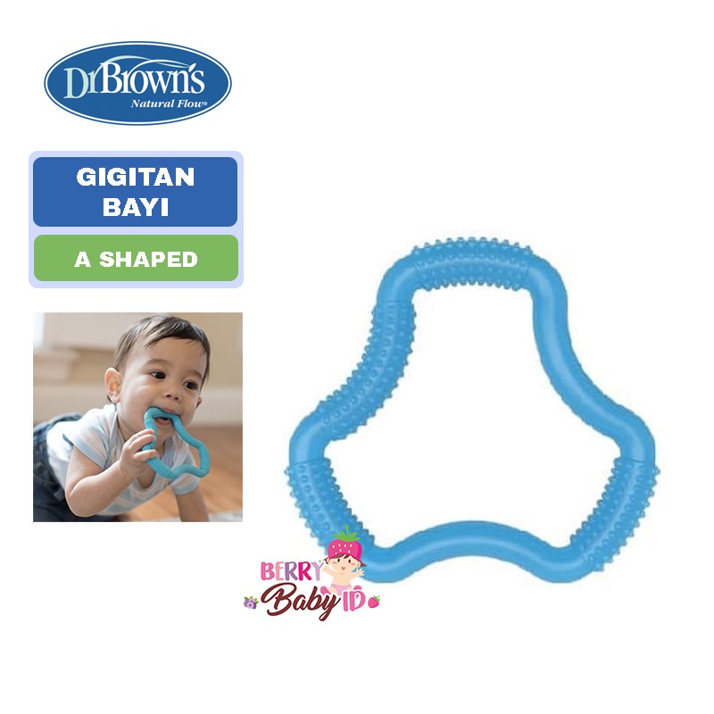 Dr Brown's Gigitan Bayi Flexees A Shaped Teether Blue Pink Berry Mart