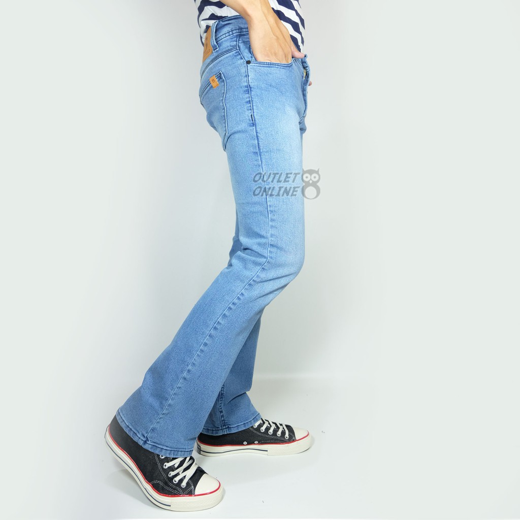 YNH Store - Celana Jeans Cutbray Pria - Flare Jeans - Celana Pria Biru Muda